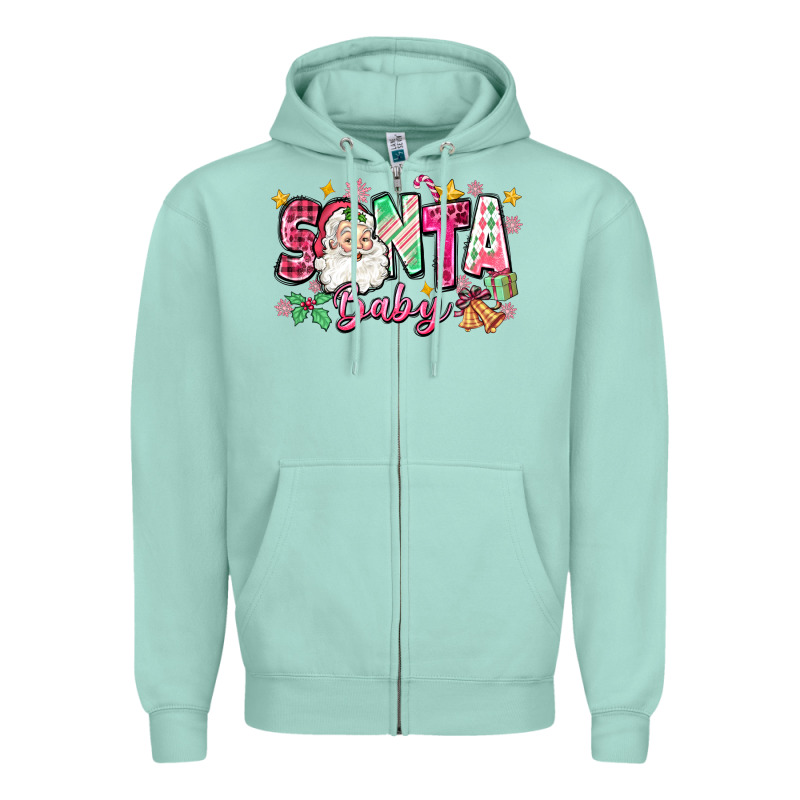 Pink Santa Baby Christmas Zipper Hoodie by Zillion Design Studio | Teevron