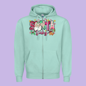 Pink Santa Baby Christmas Zipper Hoodie Designed By Zillion Design Studio