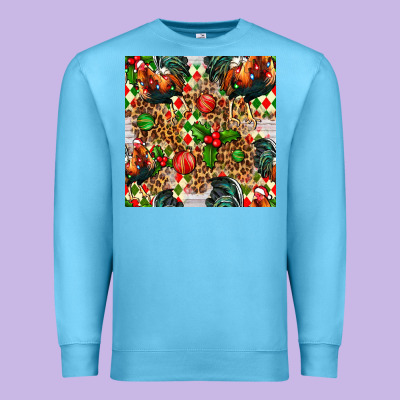 Christmas Leopard Chicken Premium Sweatshirt Designed By Fadigitalartstudio