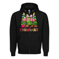 Black merry christmas flamingo Zipper Hoodie - Zillion Design Studio