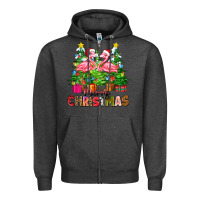 Charcoal Heather merry christmas flamingo Zipper Hoodie - Zillion Design Studio