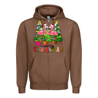 Chestnut merry christmas flamingo Zipper Hoodie - Zillion Design Studio