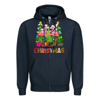 Navy merry christmas flamingo Zipper Hoodie - Zillion Design Studio