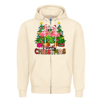 Sandshell merry christmas flamingo Zipper Hoodie - Zillion Design Studio