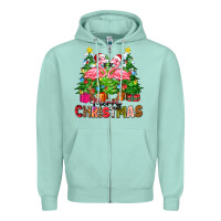 Merry Christmas Flamingo Zipper Hoodie | Teevron