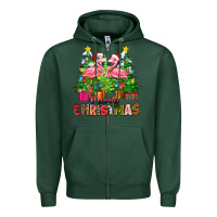 Sports Green merry christmas flamingo Zipper Hoodie - Zillion Design Studio