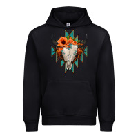 Black Aztec Turquoise Bull Skull Urban Hoodie - Jasminsmagicworld