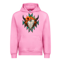 Fuchsia Pink Aztec Turquoise Bull Skull Urban Hoodie - Jasminsmagicworld