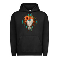 Pigment Black Aztec Turquoise Bull Skull Urban Hoodie - Jasminsmagicworld