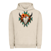 Pigment French Oak Aztec Turquoise Bull Skull Urban Hoodie - Jasminsmagicworld