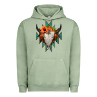 Pigment Oil Green Aztec Turquoise Bull Skull Urban Hoodie - Jasminsmagicworld