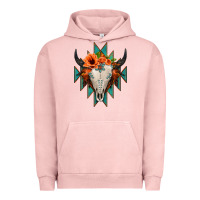 Pigment Salmon Aztec Turquoise Bull Skull Urban Hoodie - Jasminsmagicworld