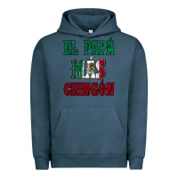 Pigment Midnight Navy El Papa Mas Chingon Mexican Flag Urban Hoodie - Jasminsmagicworld