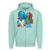 Seafoam guatemala hearts Zipper Hoodie - texasbilliewilder