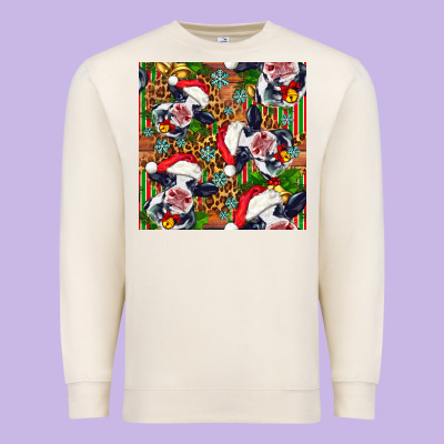 Christmas Leopard Cow Premium Sweatshirt Designed By Fadigitalartstudio