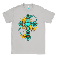 Moon Dust cross with heart shaped gemstone and butterfly Classic Tee - texasbilliewilder