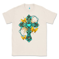 Natural cross with heart shaped gemstone and butterfly Classic Tee - texasbilliewilder