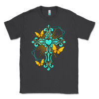 Smoke cross with heart shaped gemstone and butterfly Classic Tee - texasbilliewilder