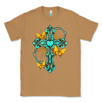 Toasted Coconut cross with heart shaped gemstone and butterfly Classic Tee - texasbilliewilder
