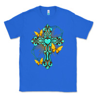 True Royal cross with heart shaped gemstone and butterfly Classic Tee - texasbilliewilder