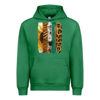 Emerald Leopard Sunflower Brush Strokes Urban Hoodie - Jasminsmagicworld