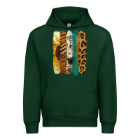 Forest Green Leopard Sunflower Brush Strokes Urban Hoodie - Jasminsmagicworld