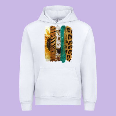 Leopard Sunflower Brush Strokes Urban Hoodie Designed By Jasminsmagicworld