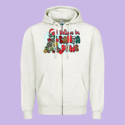 I Believe In Santa Paws Zipper Hoodie Designed By Zillion Design Studio