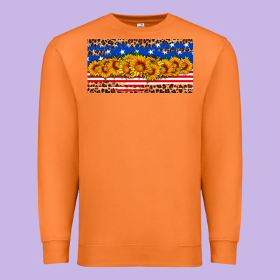 Usa Flag Sunflowers License Plate Premium Sweatshirt Designed By Hra Design Shop