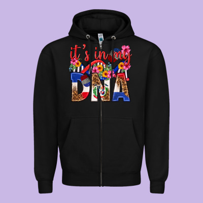Its In My Dna Dominican Republic Zipper Hoodie Designed By Texasbilliewilder