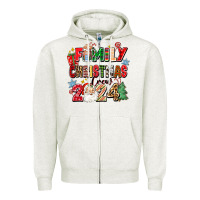 Oatmeal Heather family christmas crew 2024 Zipper Hoodie - Zillion Design Studio