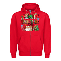 Red family christmas crew 2024 Zipper Hoodie - Zillion Design Studio