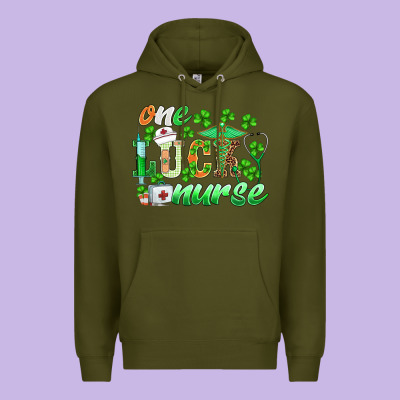 St.patricks One Lucky Nurse Premium Hoodie Designed By Barkaloodesign