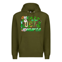 Army Green st.patricks one lucky nurse Premium Hoodie - BarkalooDesign