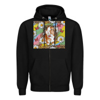 Black Watercolor Easter Bunny With Daisy Zipper Hoodie - RanaPortraitStore