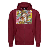 Burgundy Watercolor Easter Bunny With Daisy Zipper Hoodie - RanaPortraitStore