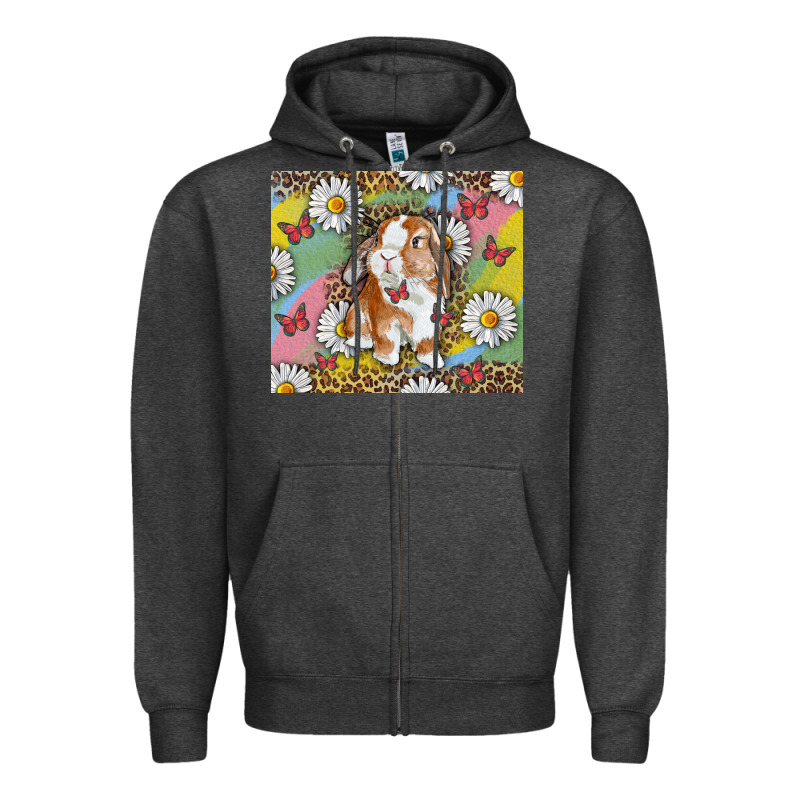 Watercolor Easter Bunny With Daisy Zipper Hoodie by RanaPortraitStore | Teevron