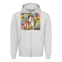 Dove Grey Watercolor Easter Bunny With Daisy Zipper Hoodie - RanaPortraitStore