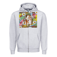 Heather Grey Watercolor Easter Bunny With Daisy Zipper Hoodie - RanaPortraitStore
