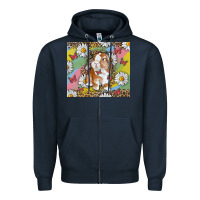 Navy Watercolor Easter Bunny With Daisy Zipper Hoodie - RanaPortraitStore
