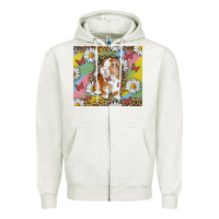 Oatmeal Heather Watercolor Easter Bunny With Daisy Zipper Hoodie - RanaPortraitStore