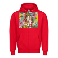 Red Watercolor Easter Bunny With Daisy Zipper Hoodie - RanaPortraitStore