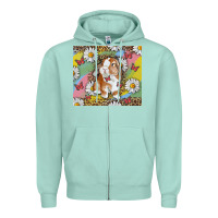 Seafoam Watercolor Easter Bunny With Daisy Zipper Hoodie - RanaPortraitStore