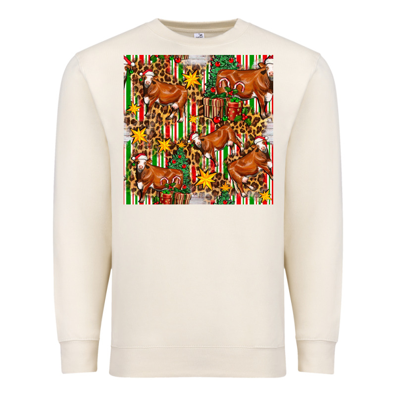 Christmas Leopard Cow With Gift Boxes Premium Sweatshirt by FaDigitalArtStudio | Teevron