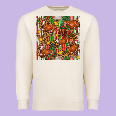 Christmas Leopard Cow With Gift Boxes Premium Sweatshirt Designed By Fadigitalartstudio