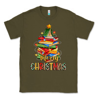 Army Green book christmas tree merry christmas Classic Tee - Zillion Design Studio