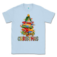 Dusty Blue book christmas tree merry christmas Classic Tee - Zillion Design Studio