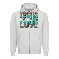 Dove Grey jesus is love Zipper Hoodie - texasbilliewilder