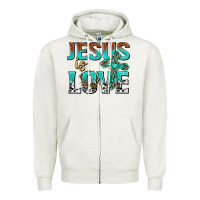 Oatmeal Heather jesus is love Zipper Hoodie - texasbilliewilder
