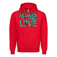 Red jesus is love Zipper Hoodie - texasbilliewilder